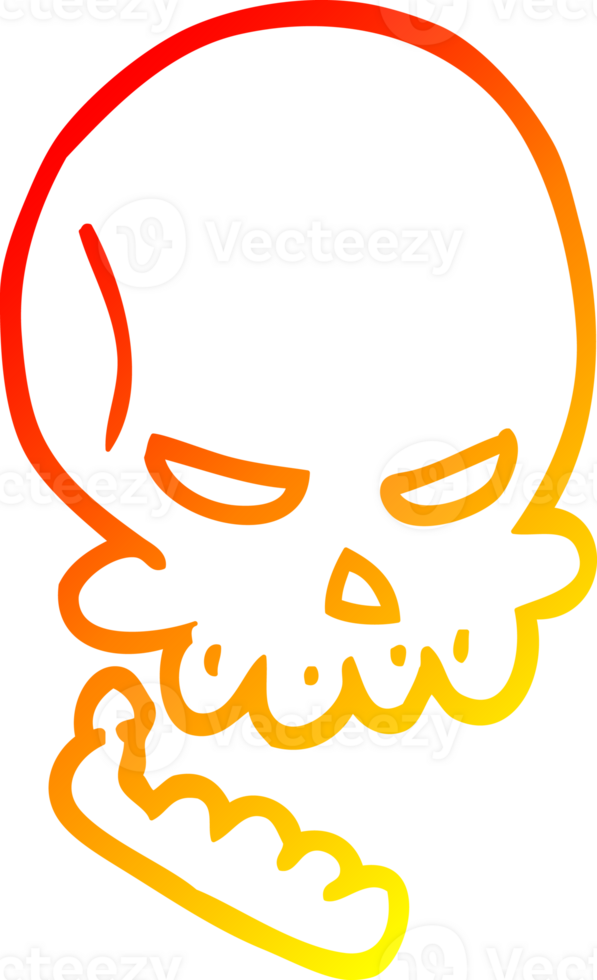 warm gradient line drawing of a cartoon halloween skull png