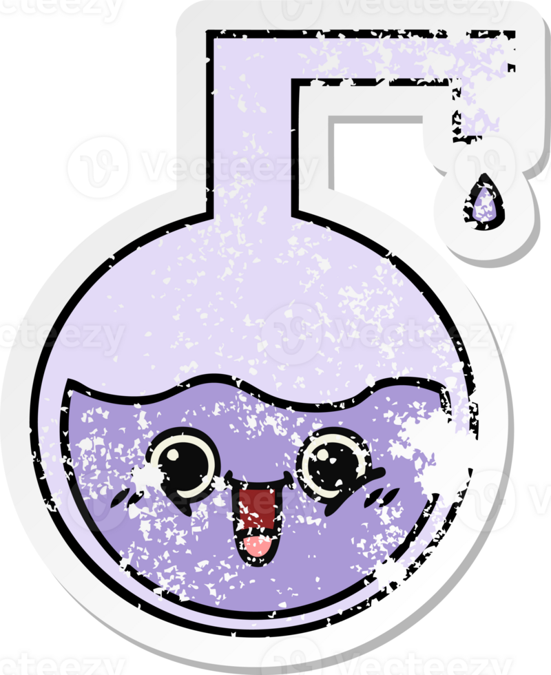distressed sticker of a cute cartoon science experiment png