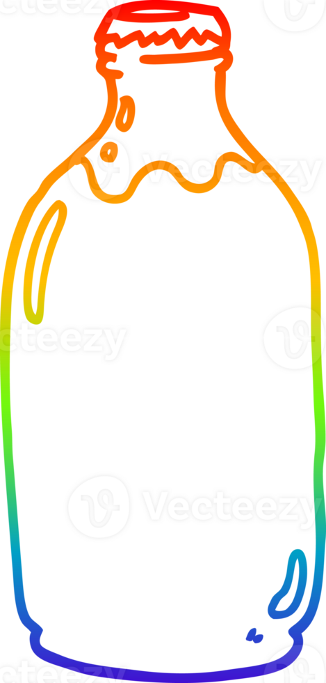 rainbow gradient line drawing of a cartoon milk bottle png