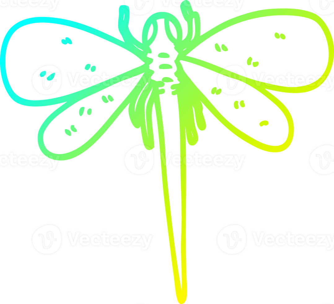 cold gradient line drawing of a cartoon dragonfly png
