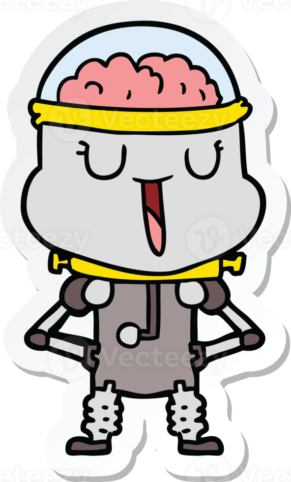 sticker of a happy cartoon robot png