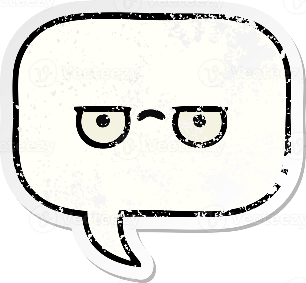 distressed sticker of a cute cartoon speech bubble png