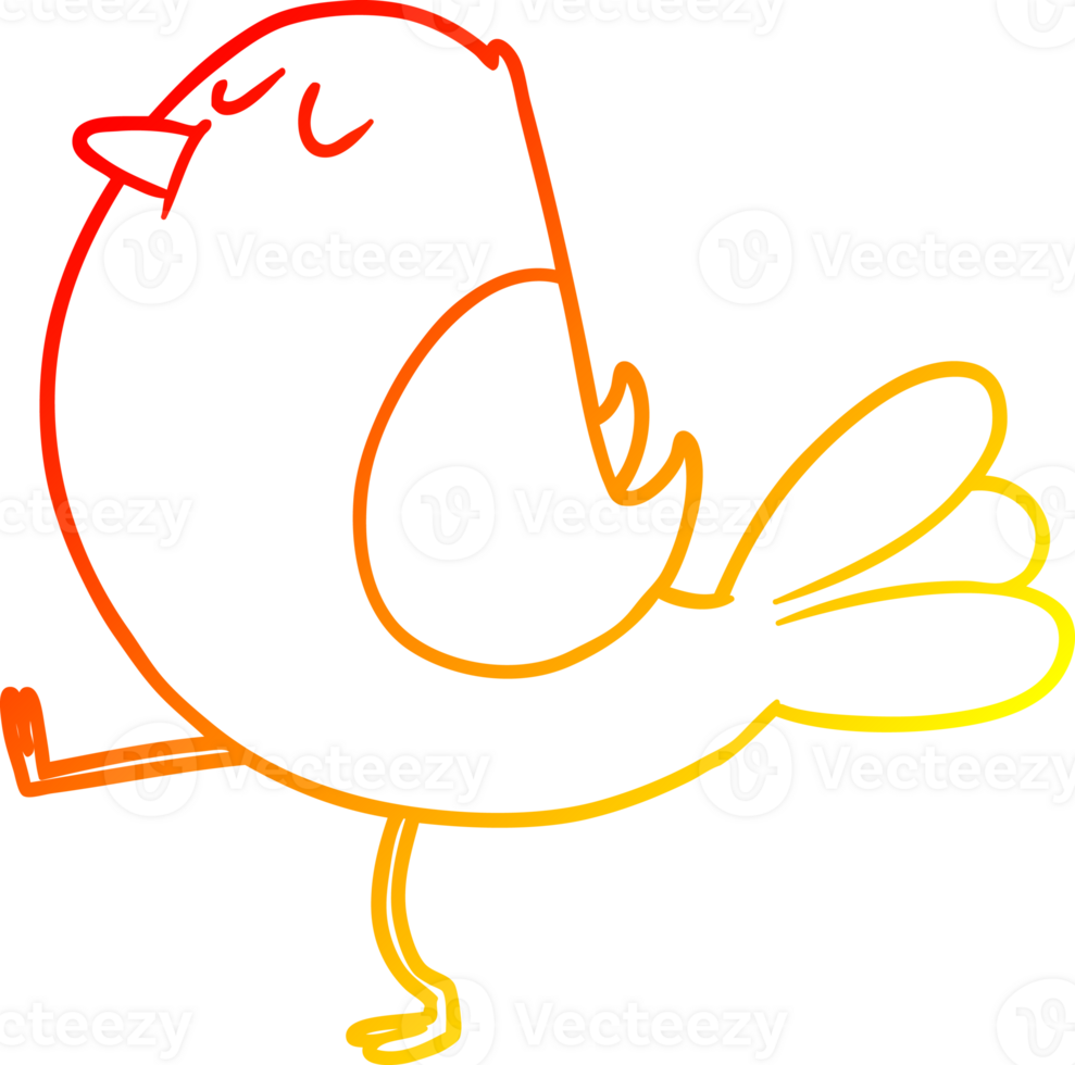 warm gradient line drawing of a cartoon bird png