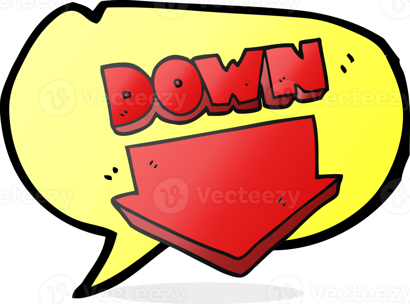 hand drawn speech bubble cartoon down arrow symbol png