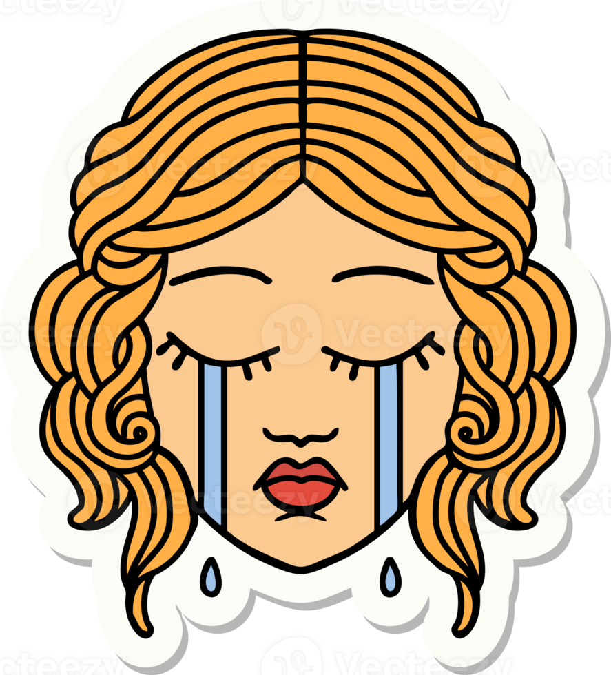 sticker of tattoo in traditional style of female face crying png
