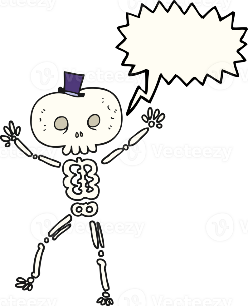 hand drawn speech bubble cartoon dancing skeleton png