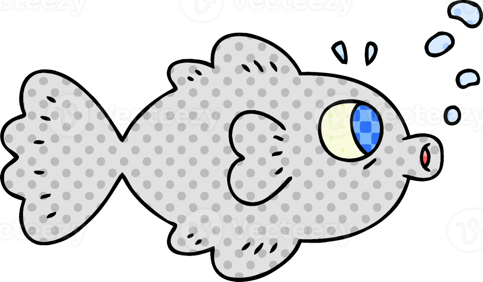comic book style quirky cartoon fish png