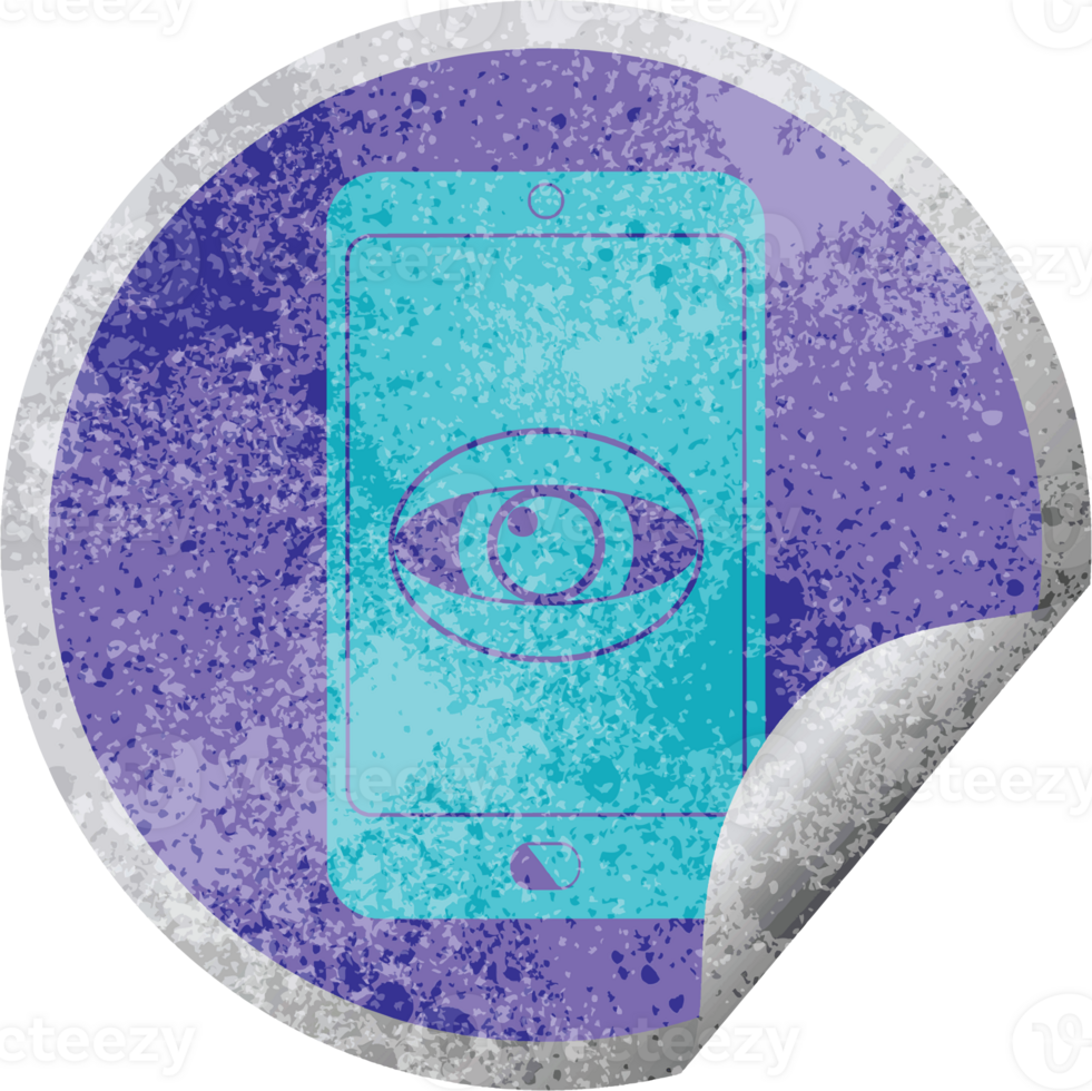 cell phone watching you circular peeling sticker png
