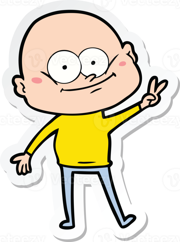 sticker of a cartoon bald man staring png