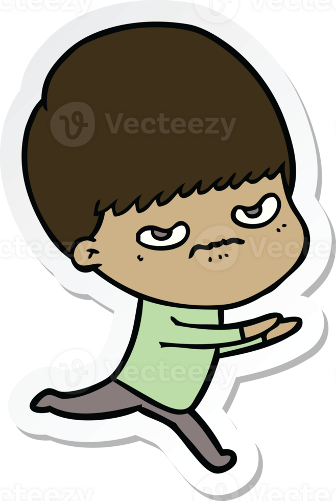 sticker of a cartoon angry boy png