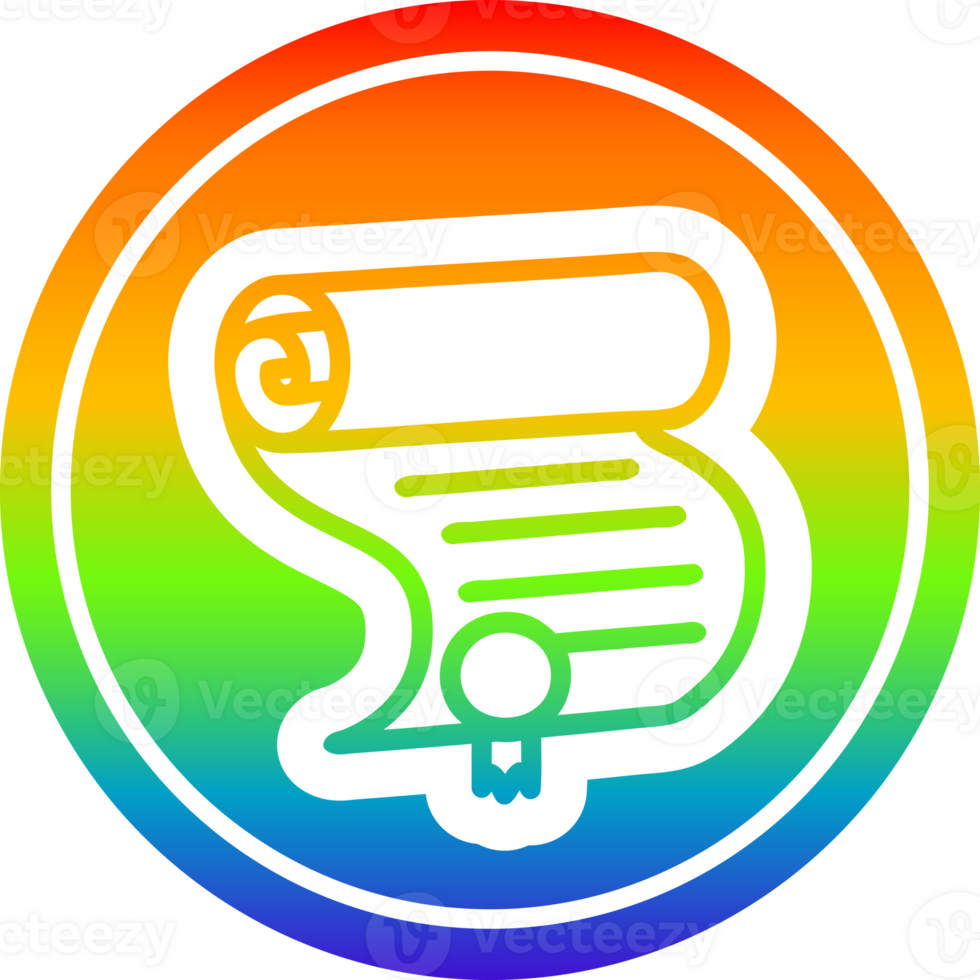 diploma certificate circular icon with rainbow gradient finish png
