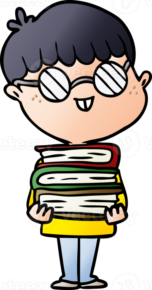 cartoon nerd boy with spectacles and book png