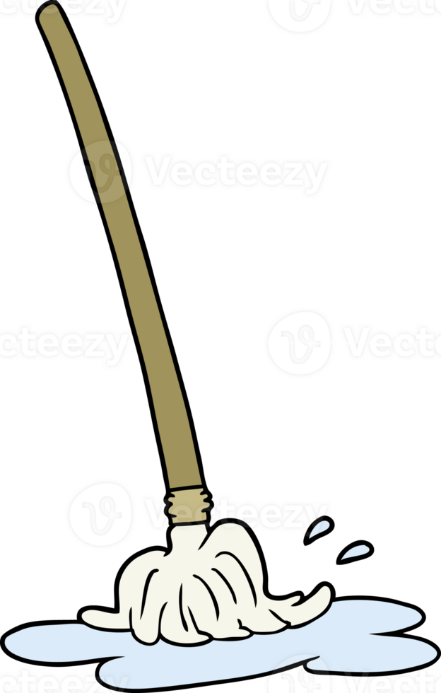 wet cartoon mop png