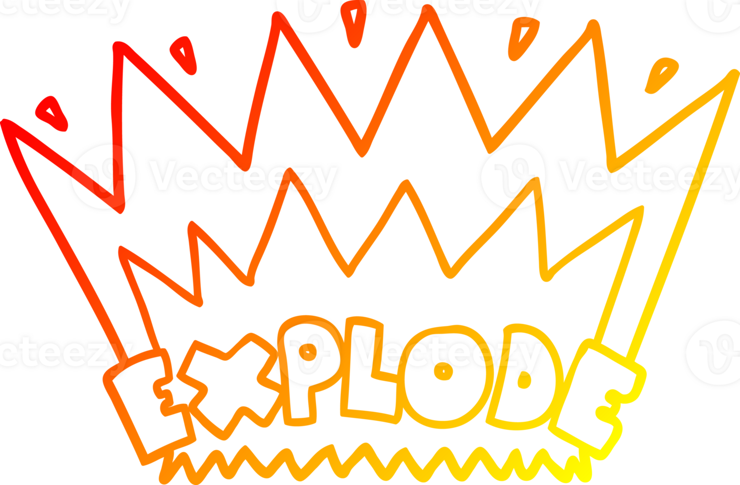 warm gradient line drawing of a cartoon explosion png