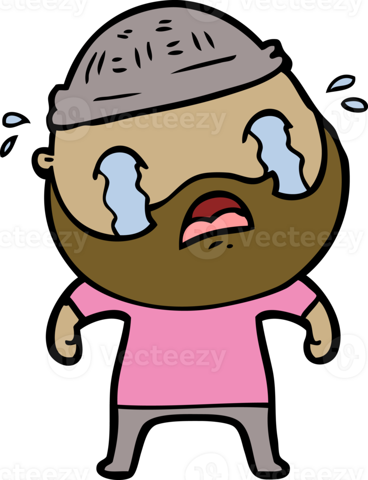 cartoon bearded man crying png
