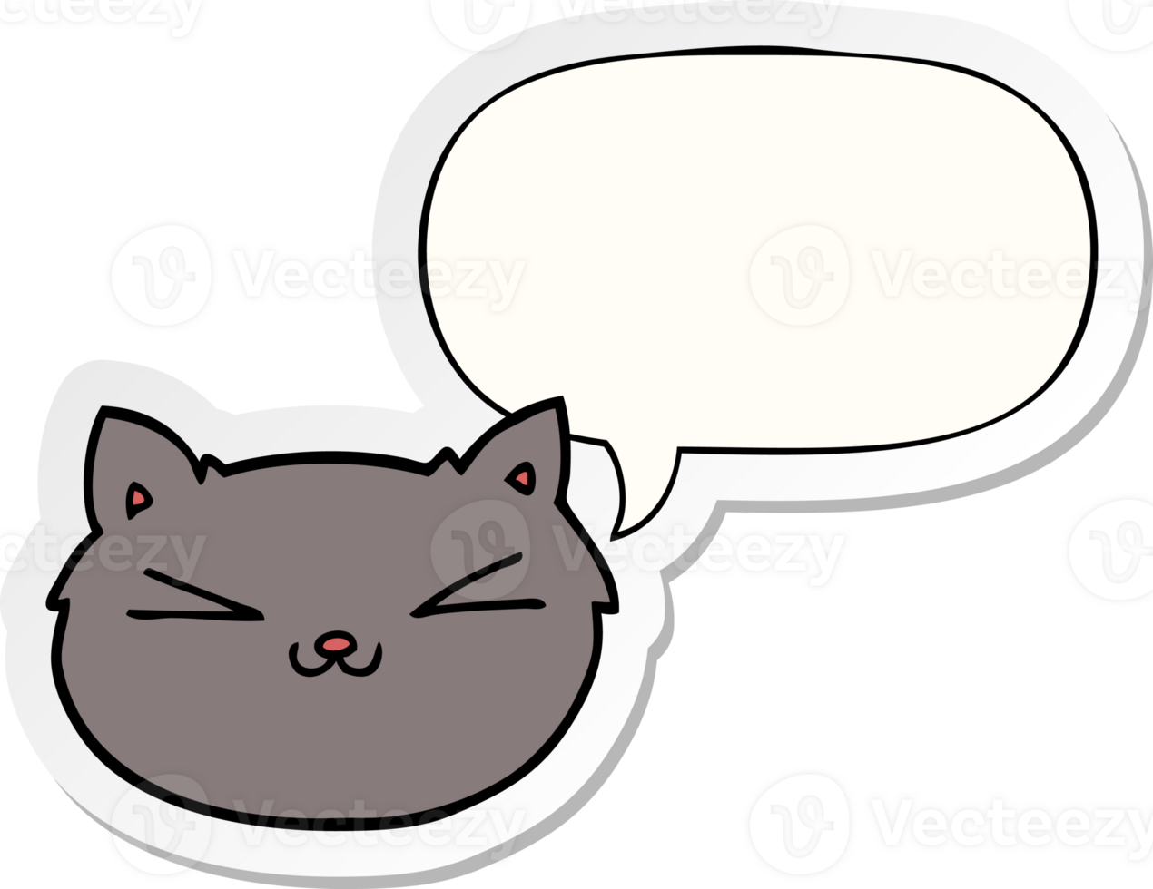 happy cartoon cat with speech bubble sticker png