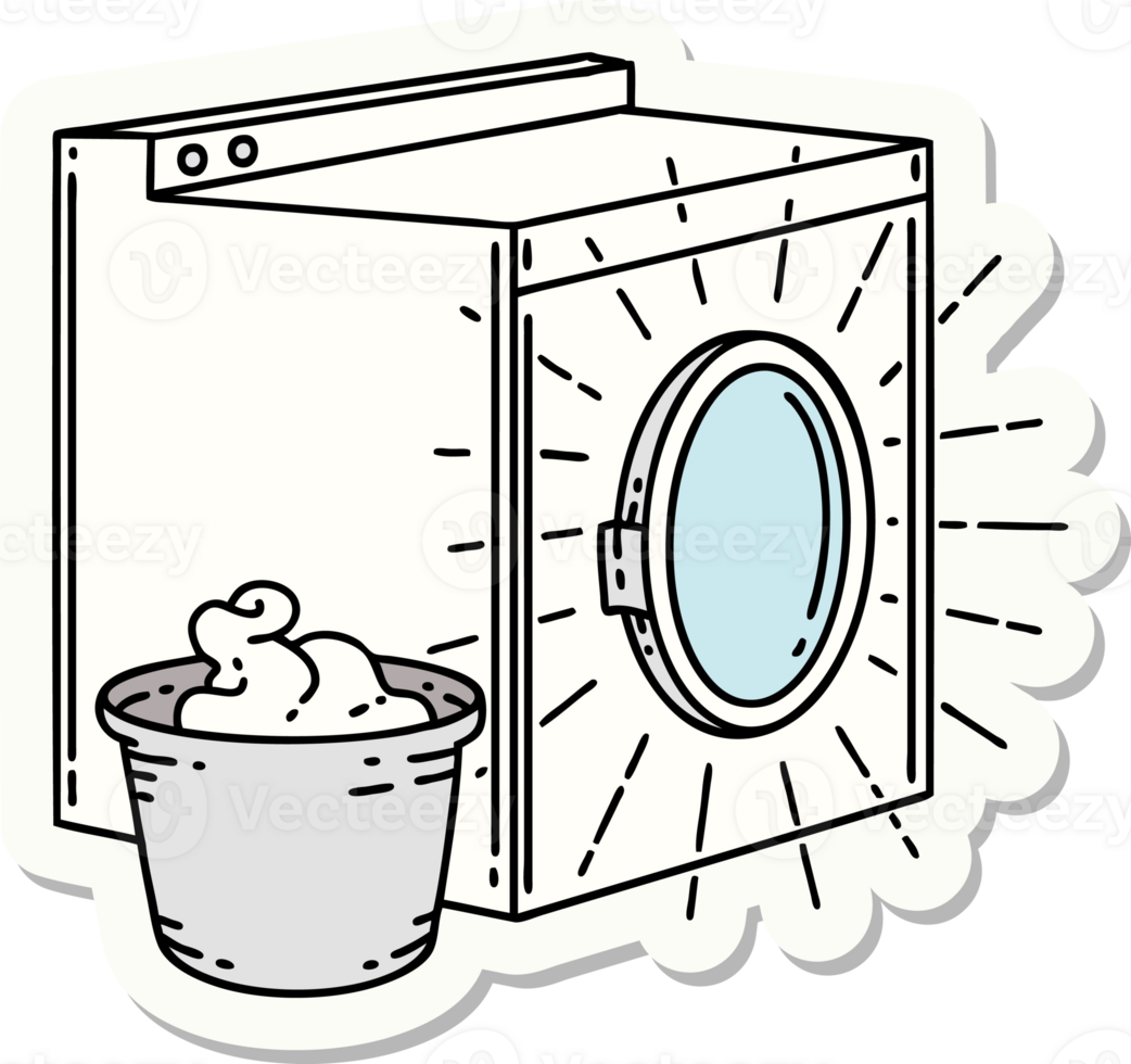 sticker of a tattoo style washing machine png