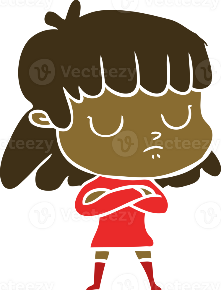 flat color style cartoon indifferent woman png