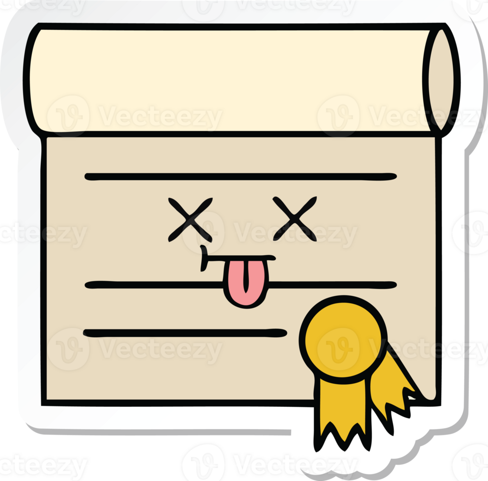 sticker of a cute cartoon certificate png