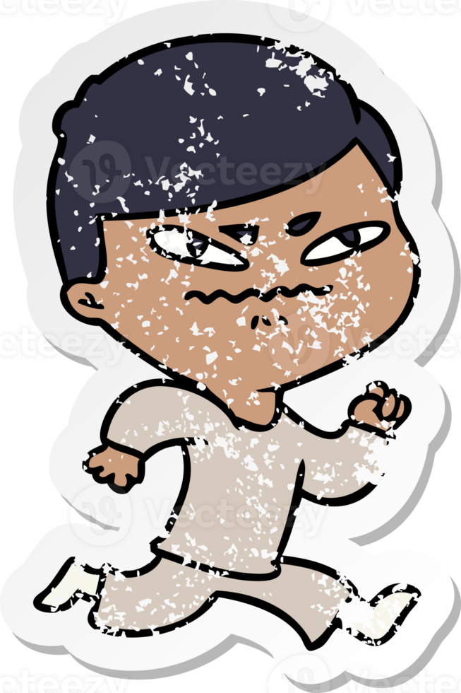 autocollant en détresse d'un homme en colère de dessin animé png