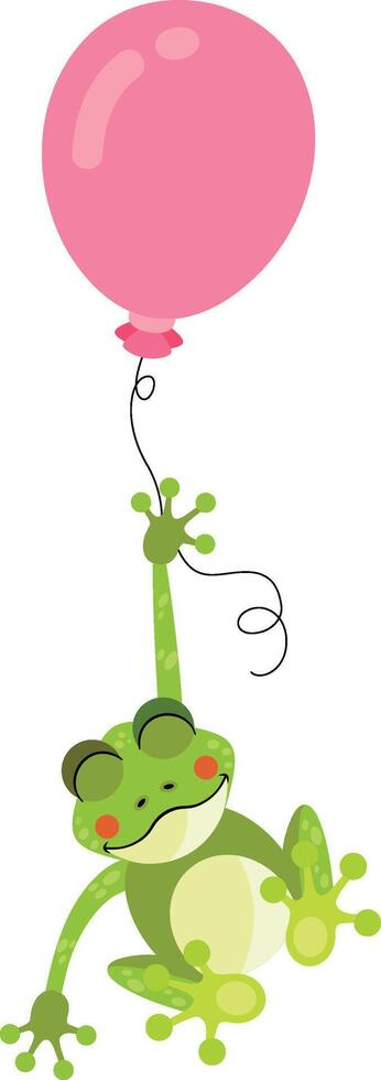 Cute frog flying holding a balloon vector