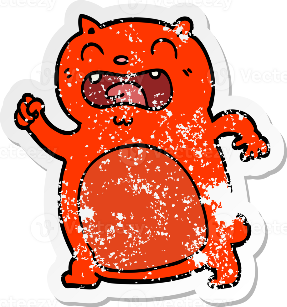 distressed sticker of a cartoon cat png