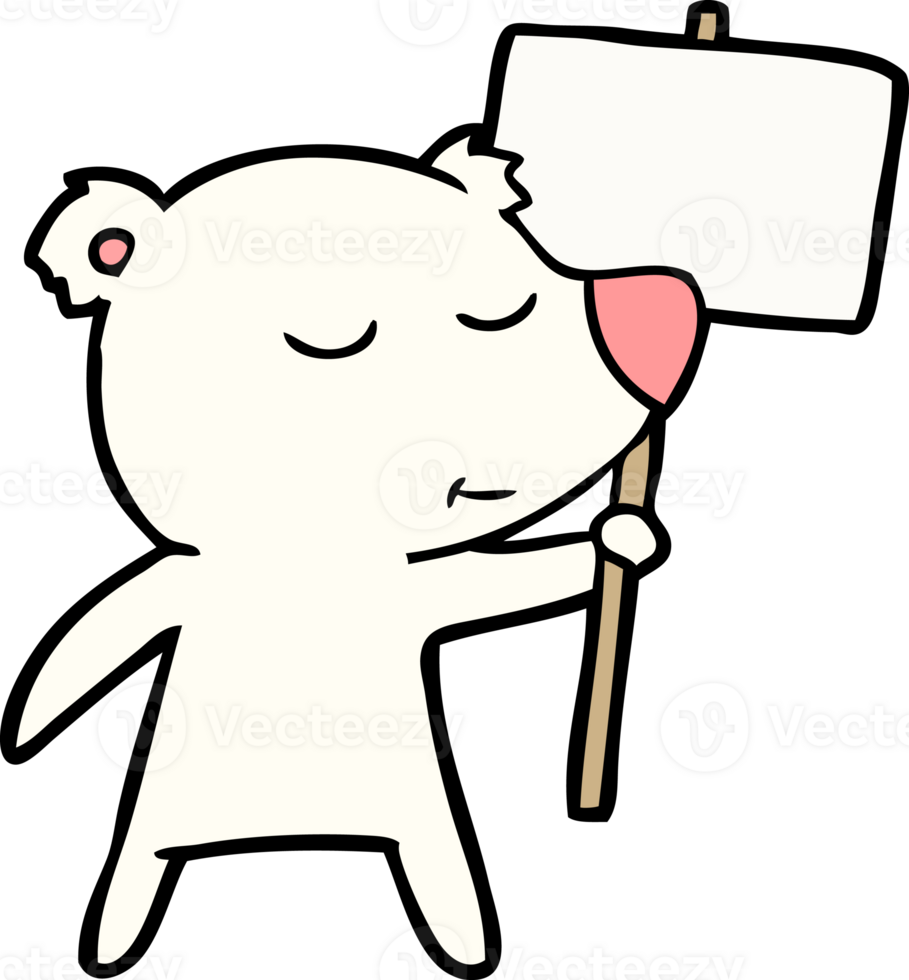 happy cartoon polar bear with sign png