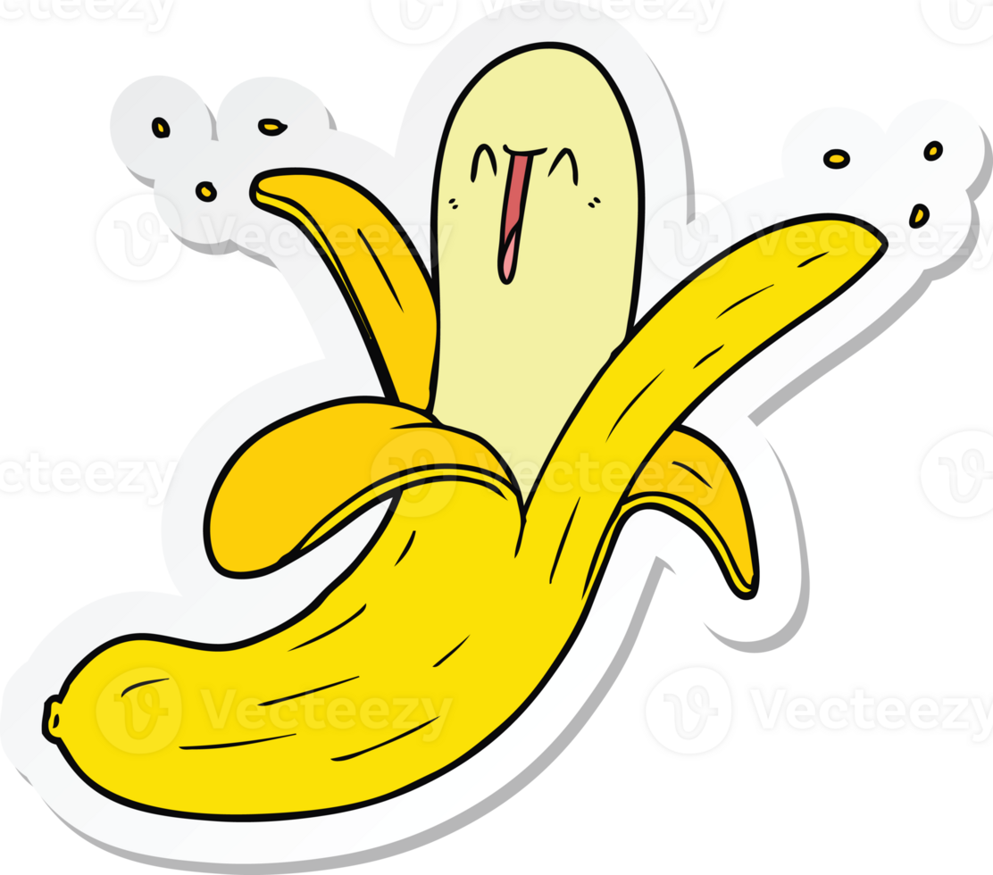 adesivo de uma banana feliz louca de desenho animado png