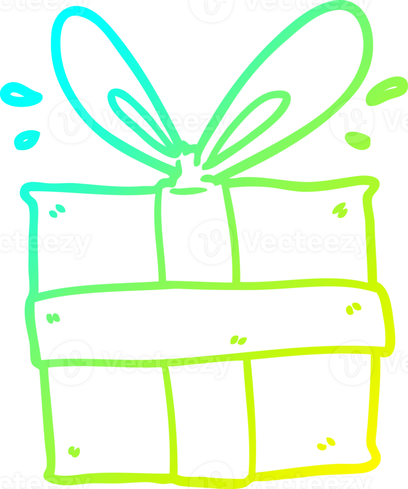cold gradient line drawing of a wrapped gift png