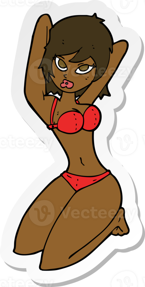 adesivo de uma mulher sexy de desenho animado posando png