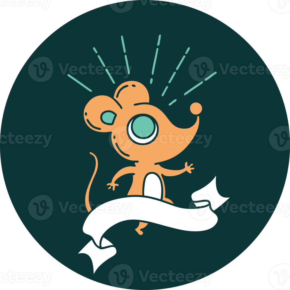 icon of a tattoo style mouse character png