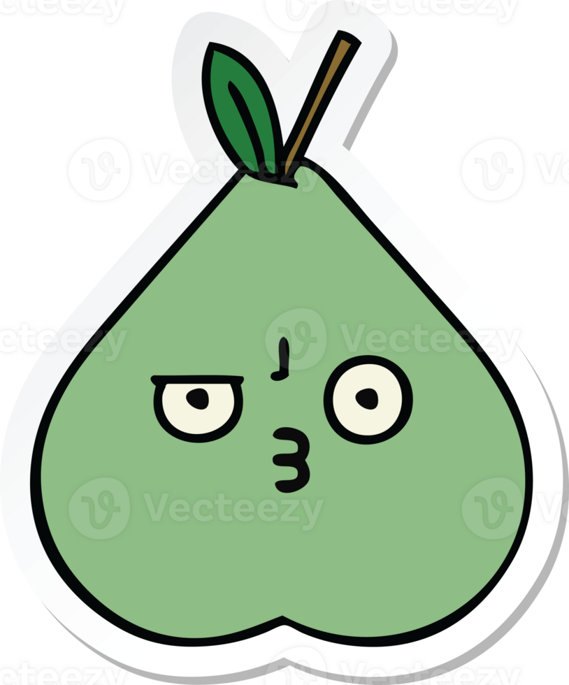 sticker of a cute cartoon green pear png