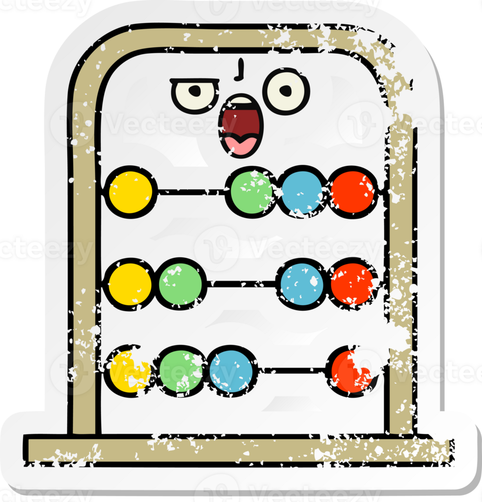 distressed sticker of a cute cartoon abacus png