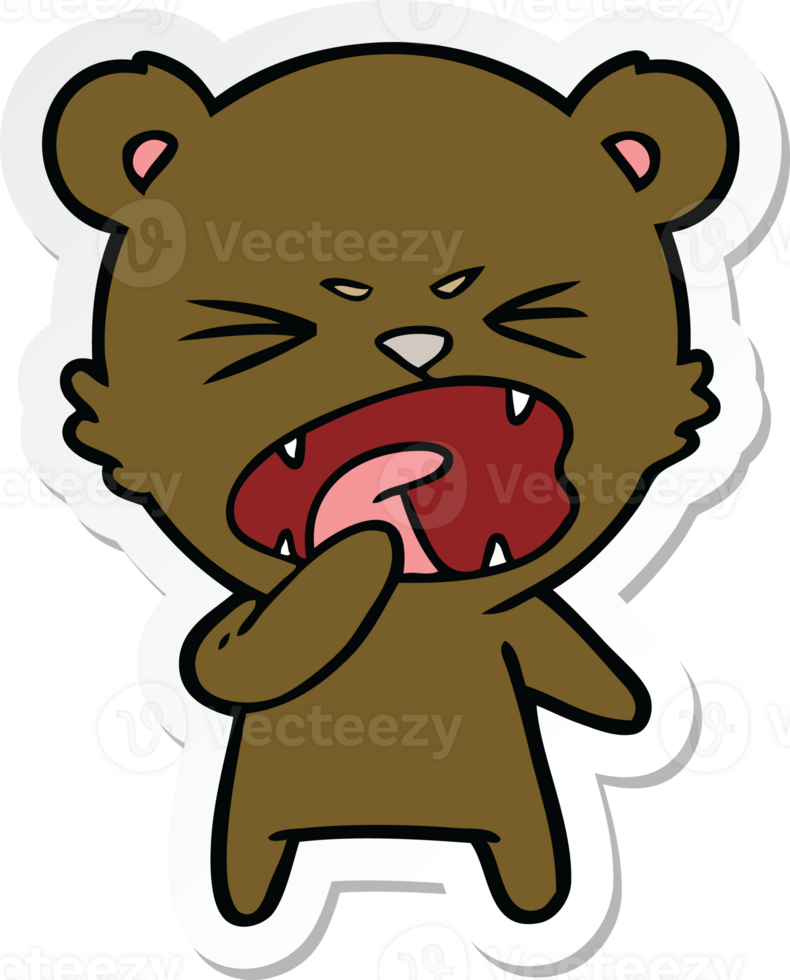 sticker of a angry cartoon bear shouting png