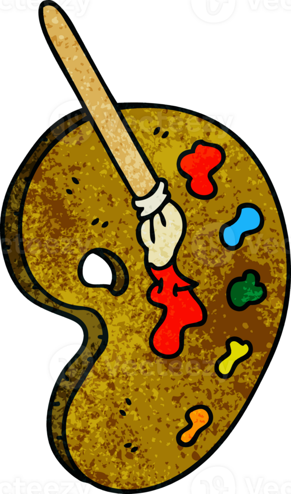 hand drawn quirky cartoon art pallette png