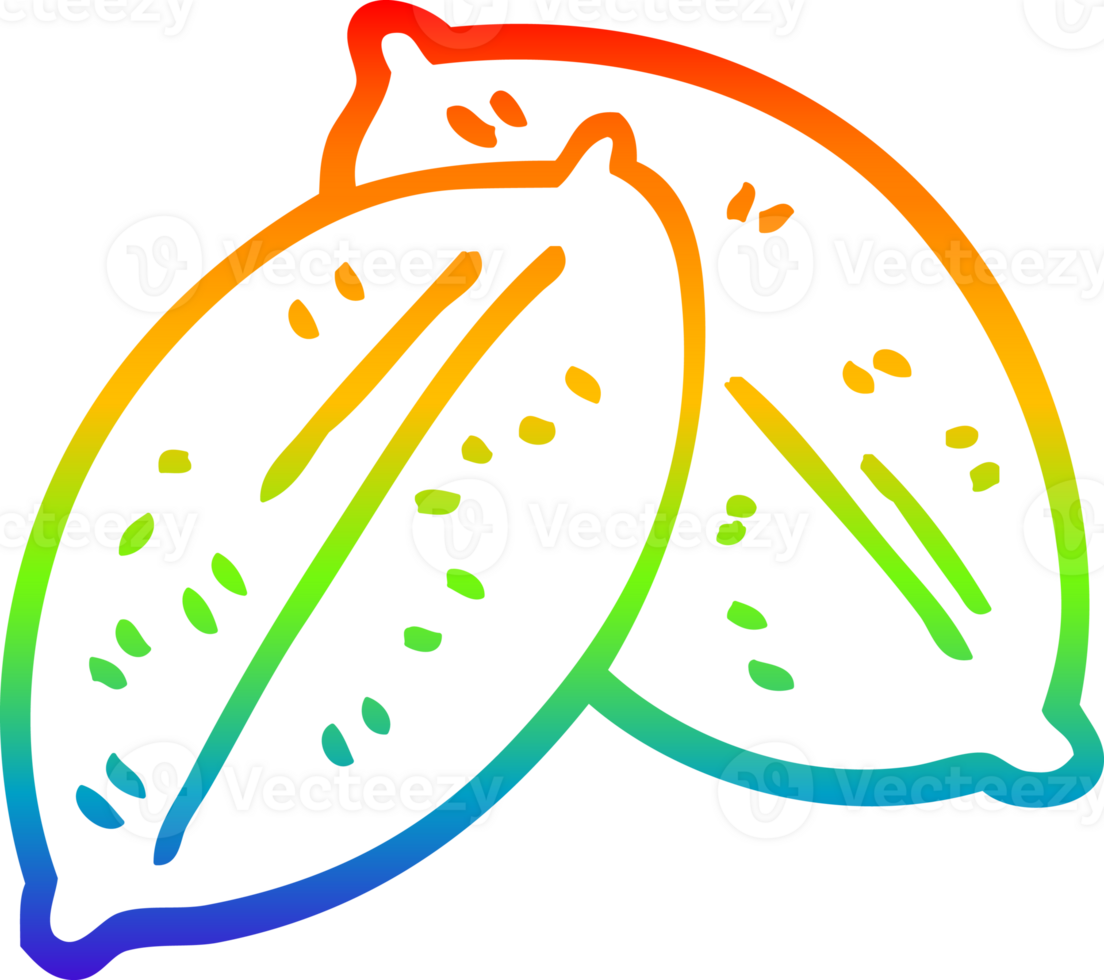 rainbow gradient line drawing of a cartoon leaf png