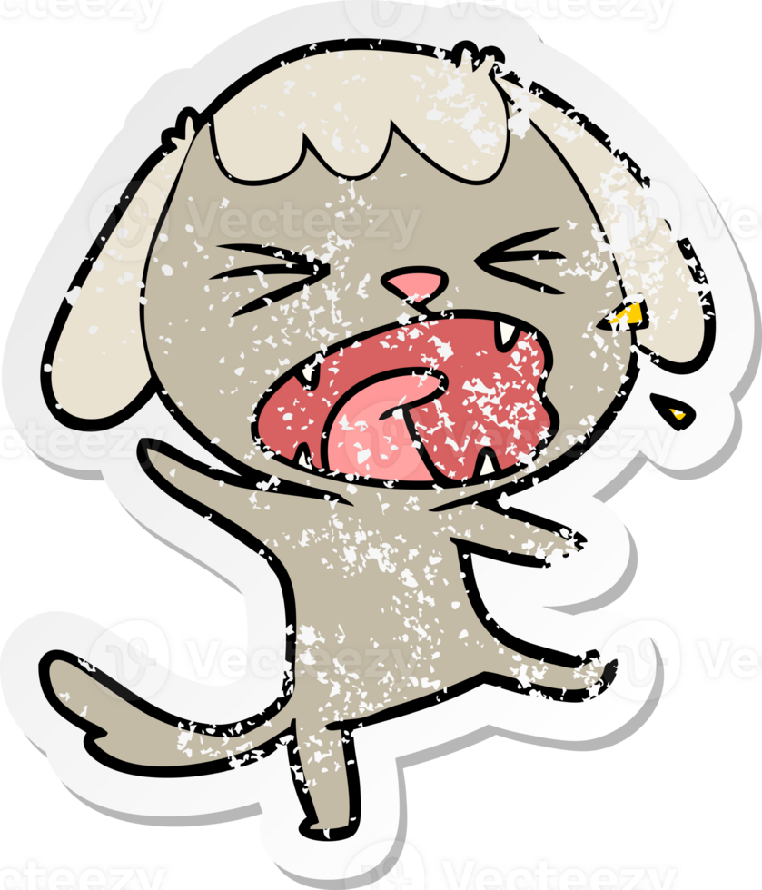 distressed sticker of a cute cartoon dog png