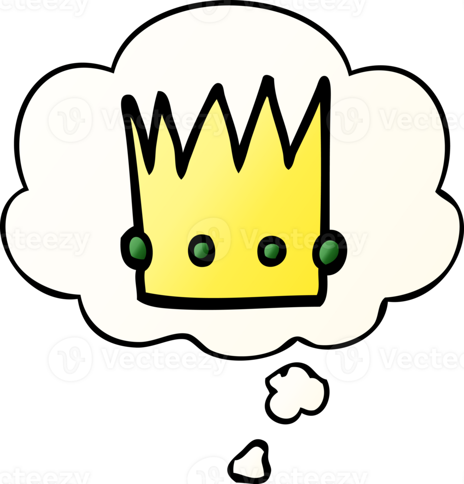 cartoon crown with thought bubble in smooth gradient style png
