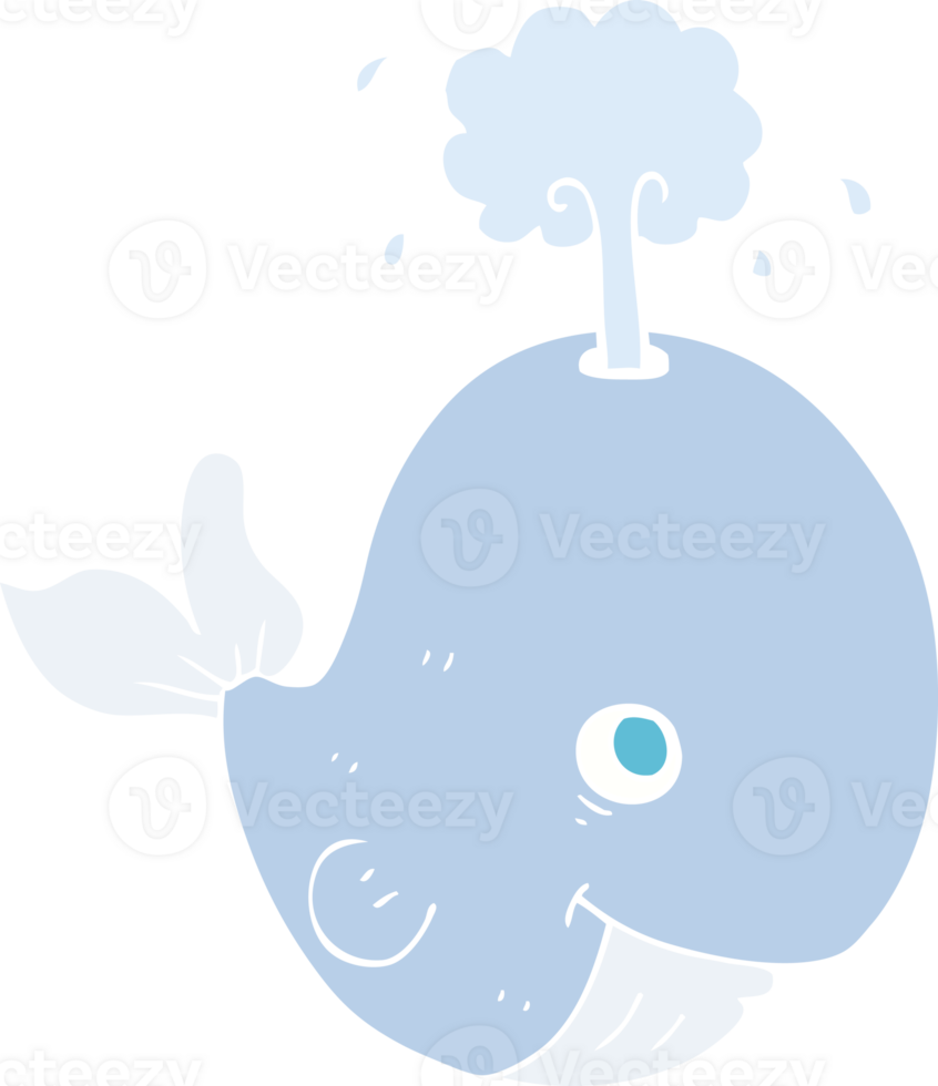 flat color illustration of whale spouting water png