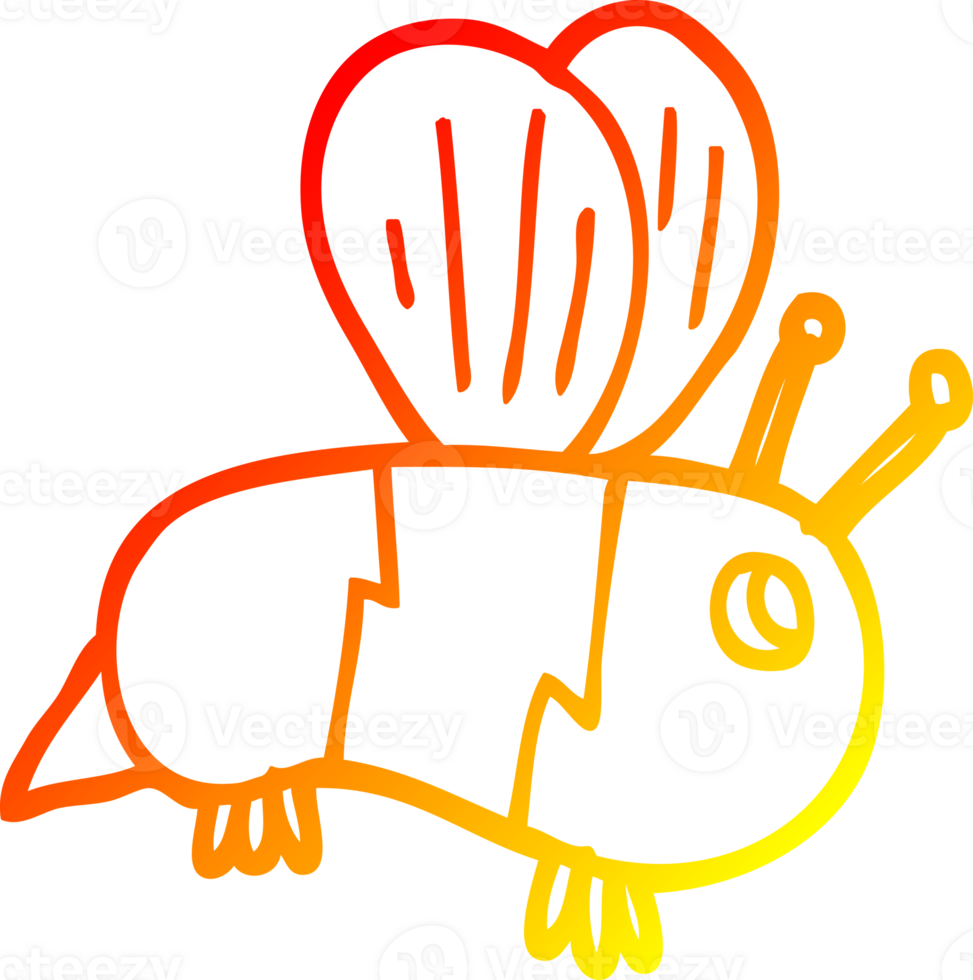 warm gradient line drawing of a cartoon bumble bee png