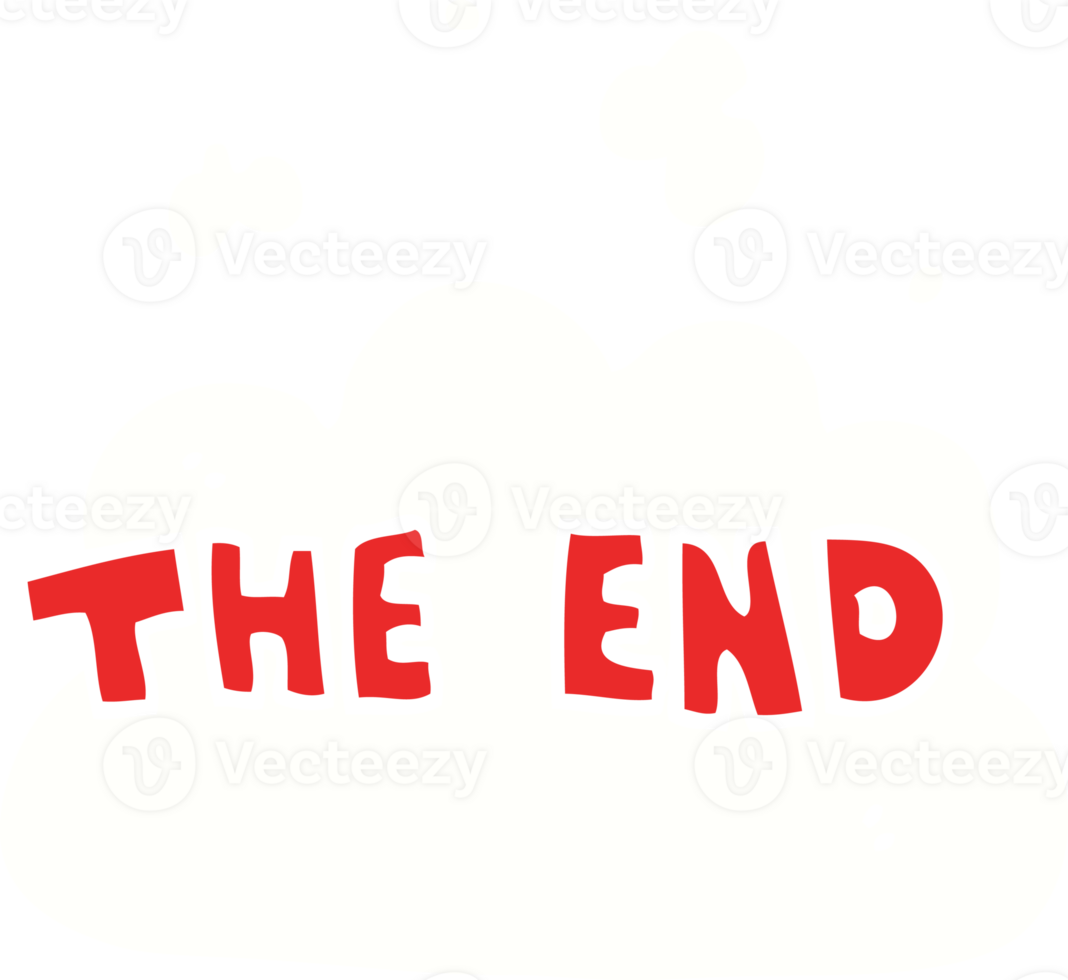 cartoon doodle wording the end png