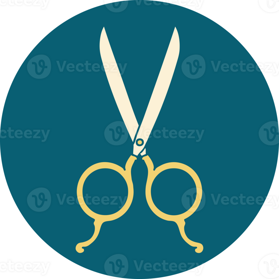 iconic tattoo style image of barber scissors png
