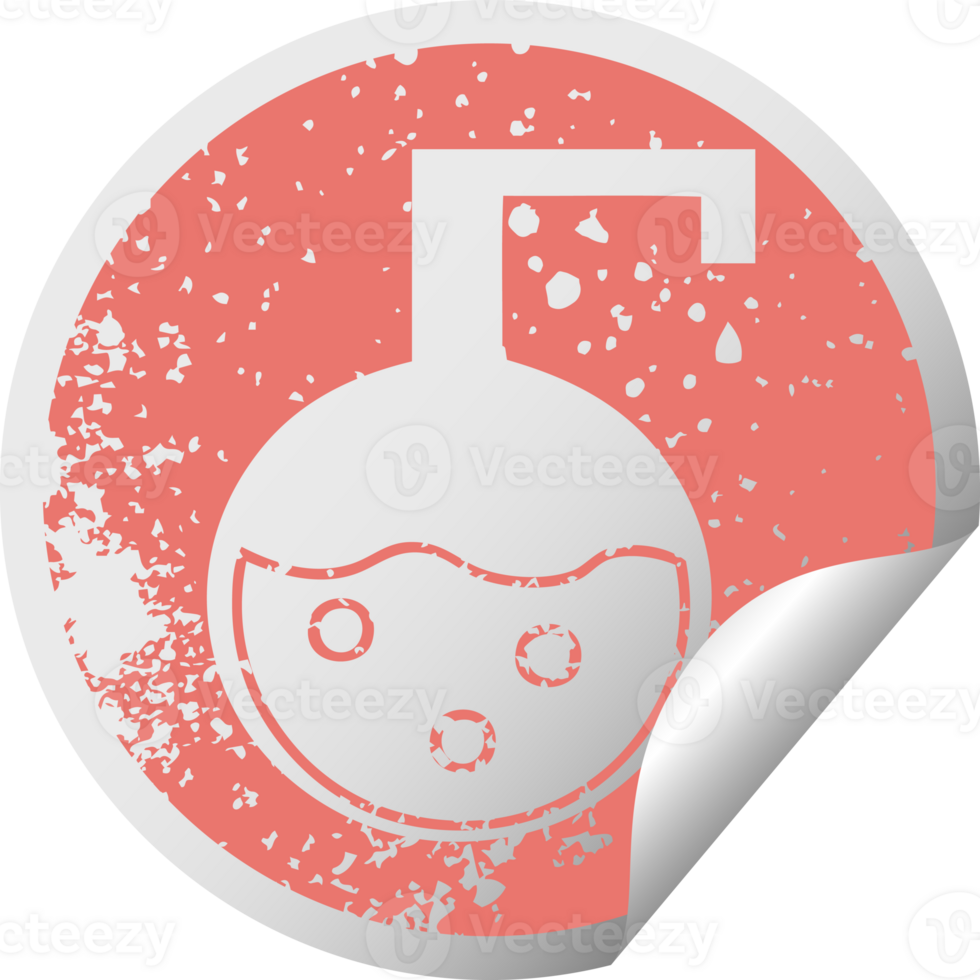 distressed circular peeling sticker symbol of a science experiment png