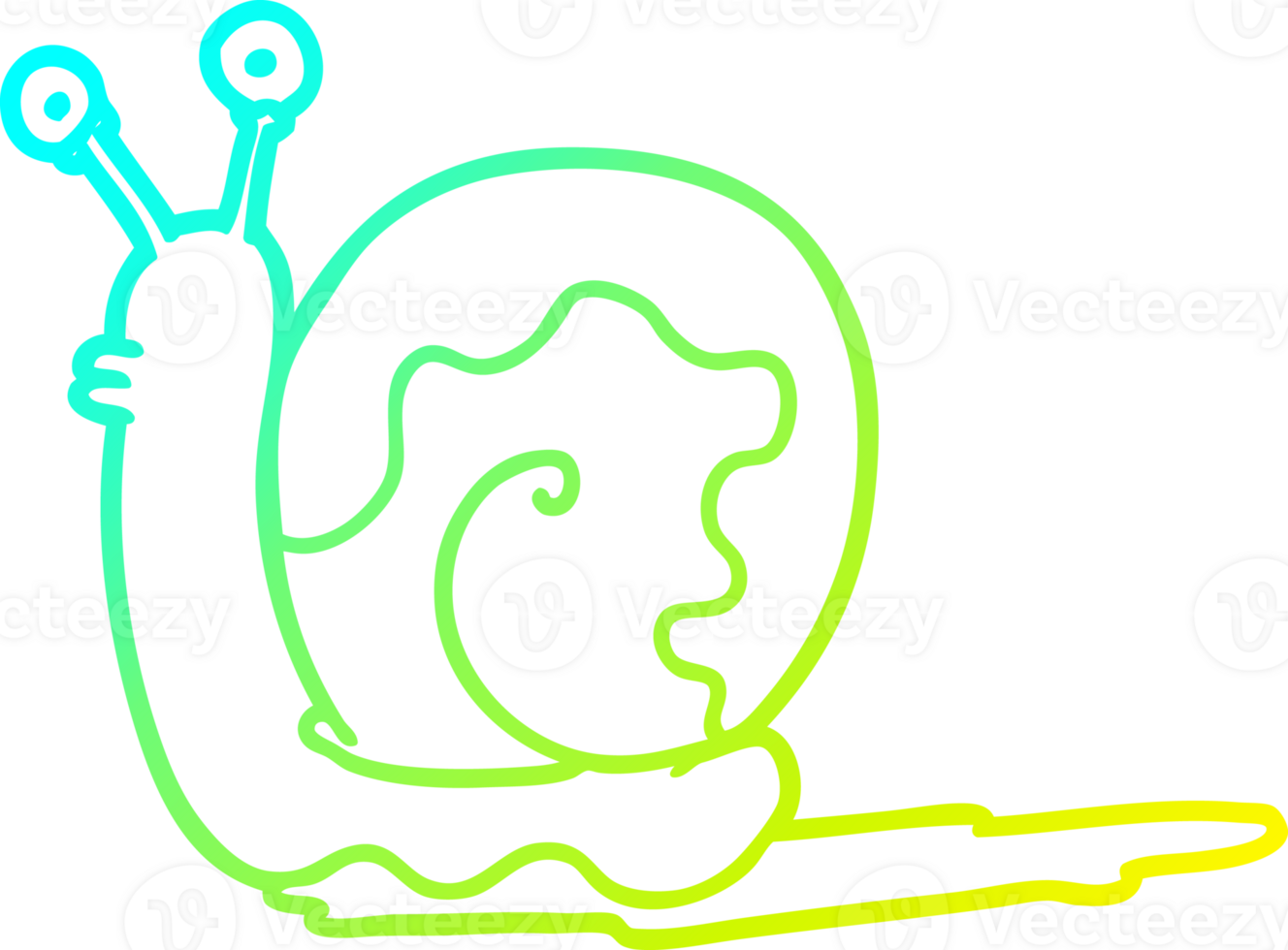 cold gradient line drawing of a cartoon snail png