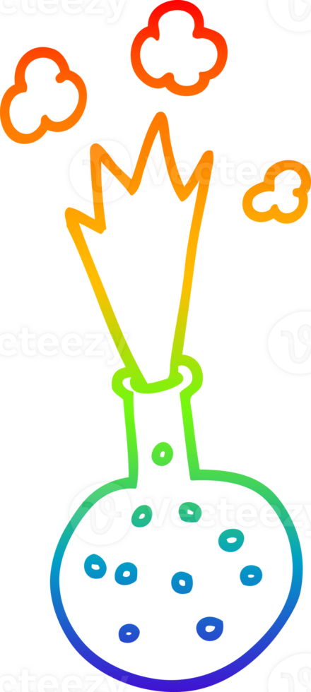 rainbow gradient line drawing of a cartoon explosive chemical png