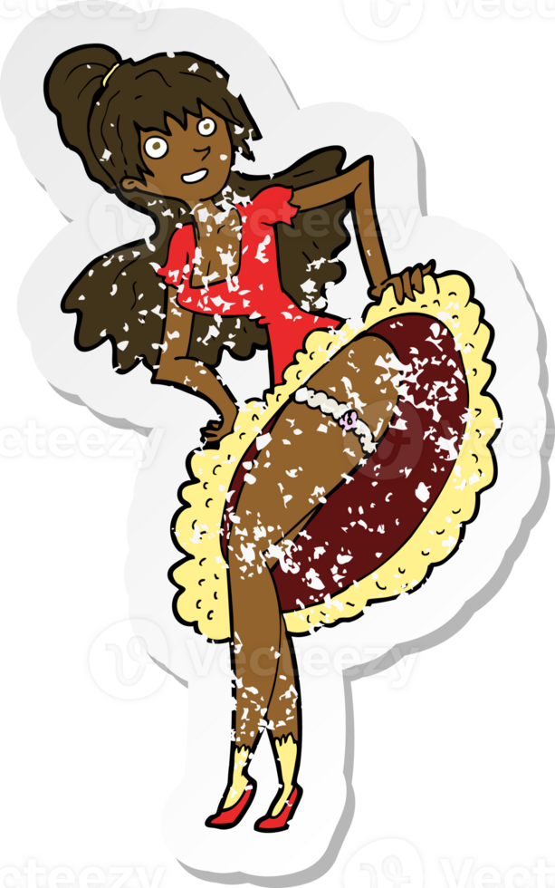 retro distressed sticker of a cartoon flamenco dancer png