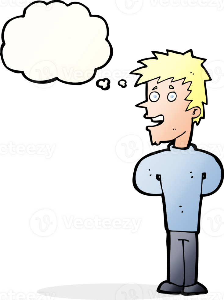 cartoon happy man with thought bubble png