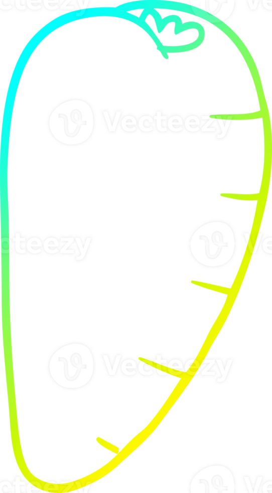 cold gradient line drawing of a cartoon carrot png