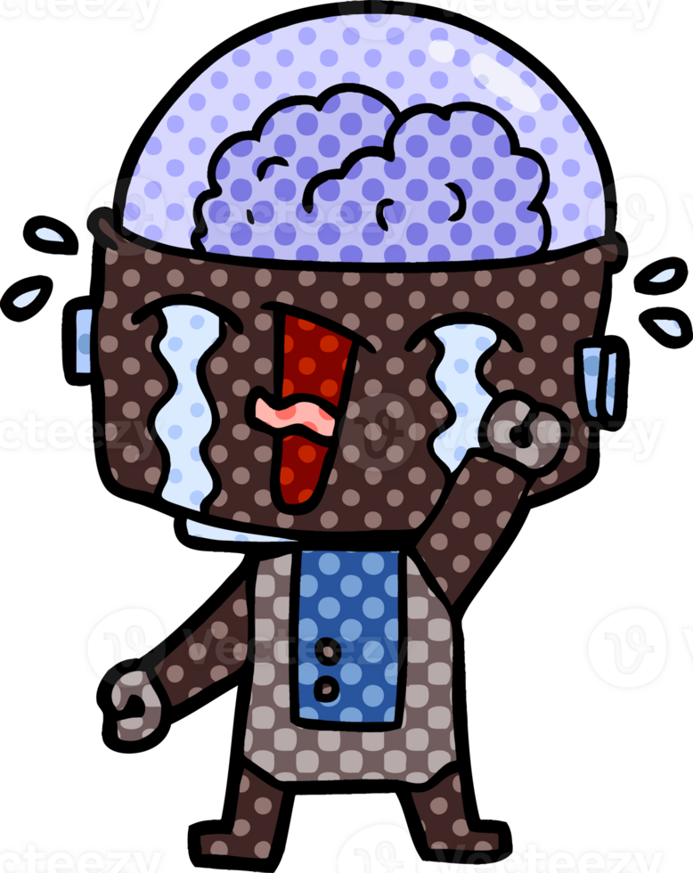 cartoon crying robot png