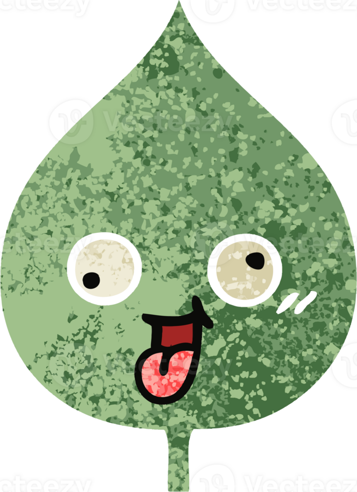 retro illustration style cartoon of a expressional leaf png